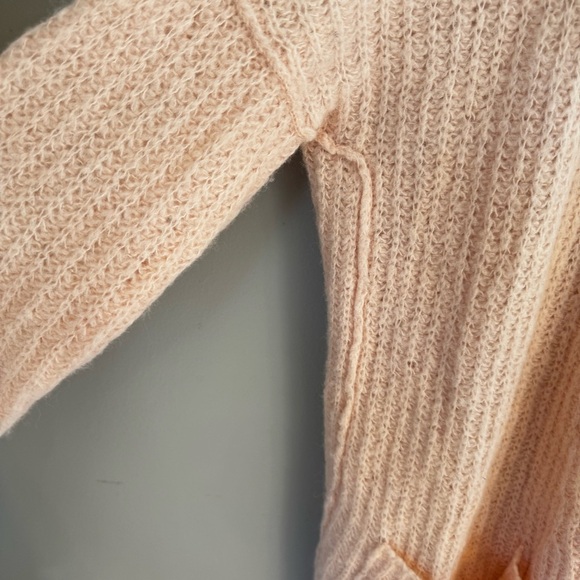 Free People Alpaca Weekend Getaway Coquette Open Cardigan Petal Pink -Size M - Picture 3 of 7